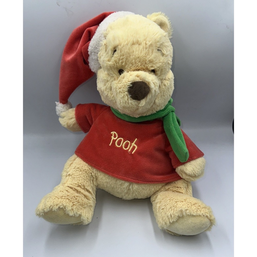 Winnie The Pooh Disney Baby 14" Christmas Santa Plush Stuffed animal